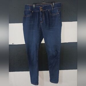 Women Dark Blue Gold Double Button Stretchable Jeans